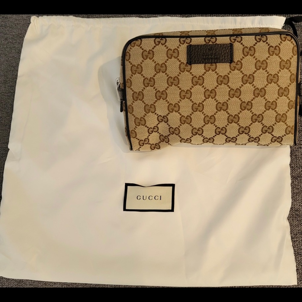 Gucci Monogram Belt Bag Dark Brown 
-